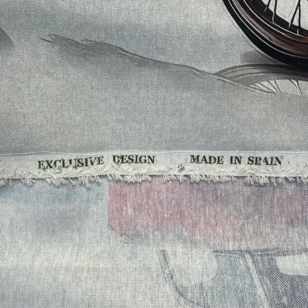Classic Garage Cars Motorcycles Upholstery Fabric‎ Made in Spain 53x96